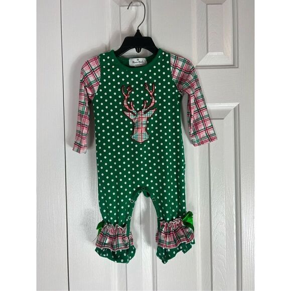 Marie Nicole Girls Christmas Romper Size 6/12m - Picture 1 of 3